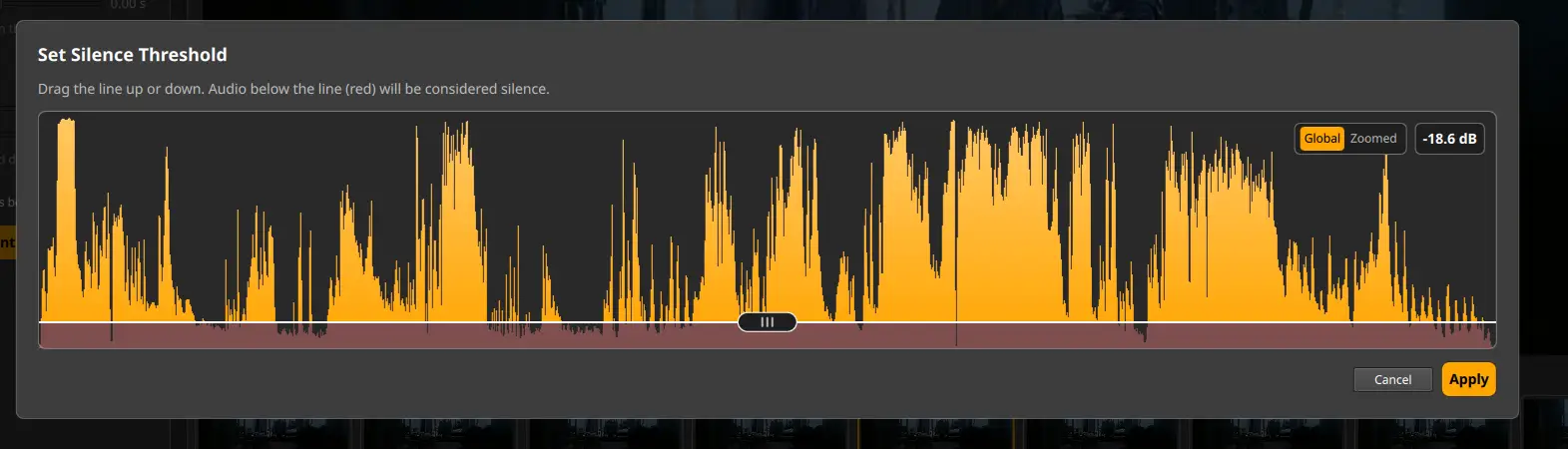 Silence threshold editor